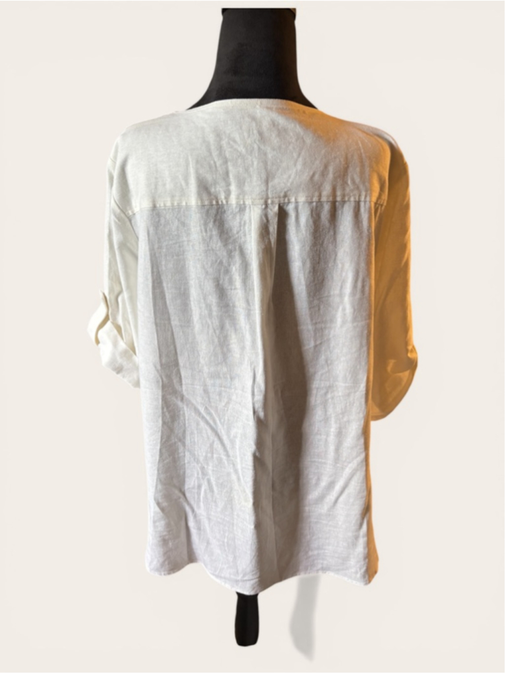 Anne Klein Cream Linen Top - Size L - Picture 2 of 8